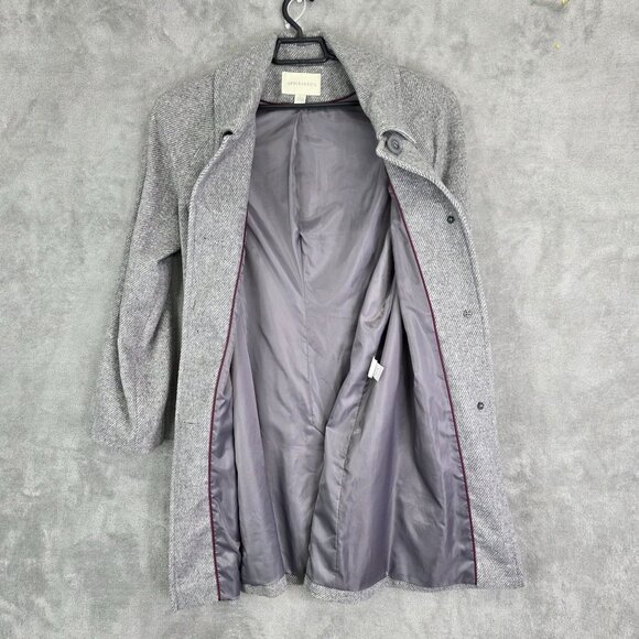 Womens Appleseeds Gray Wool Blend Overcoat Button Front & Pockets Lined Size L - Picture 7 of 9